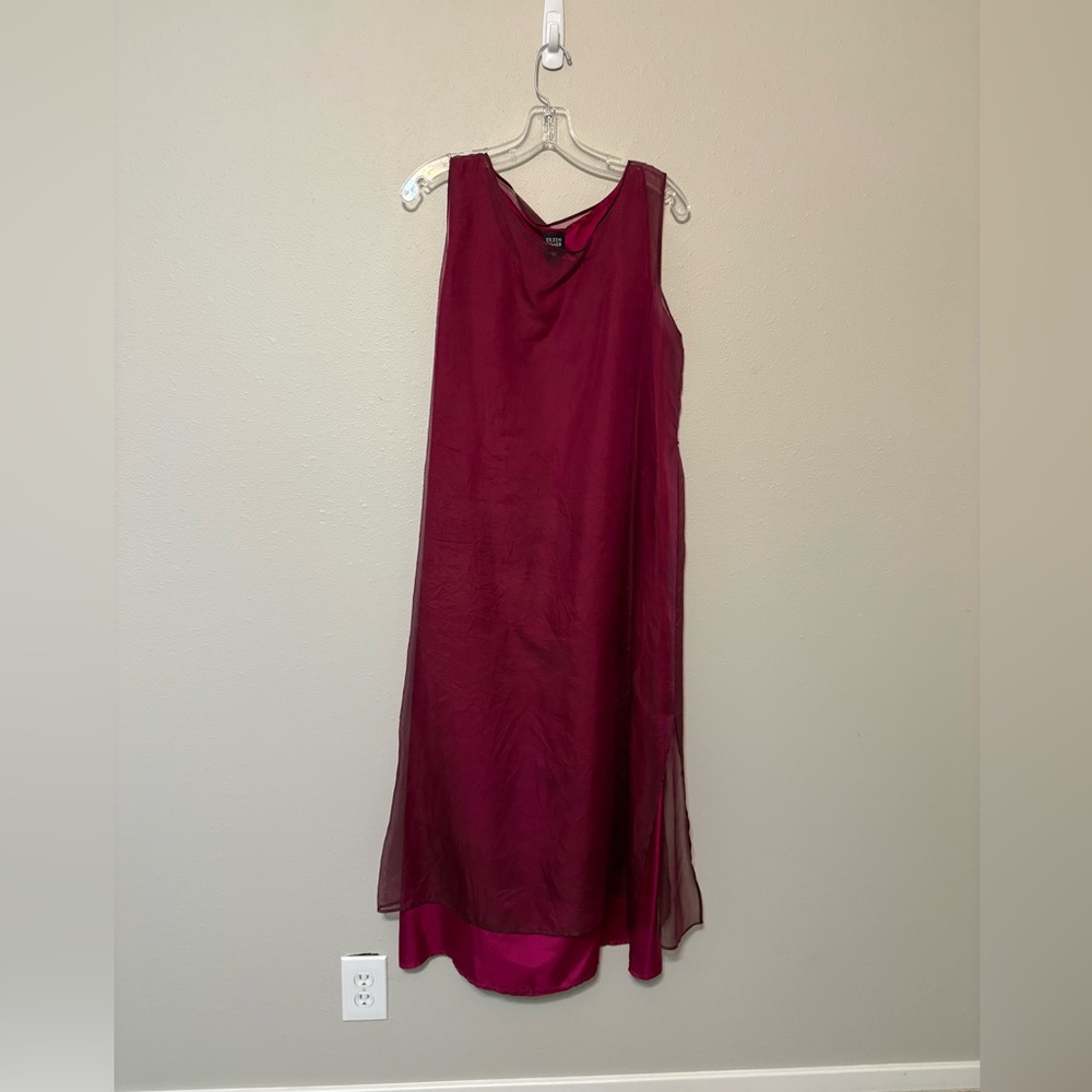 Eileen Fisher Sleeveless Wine Midi Dress